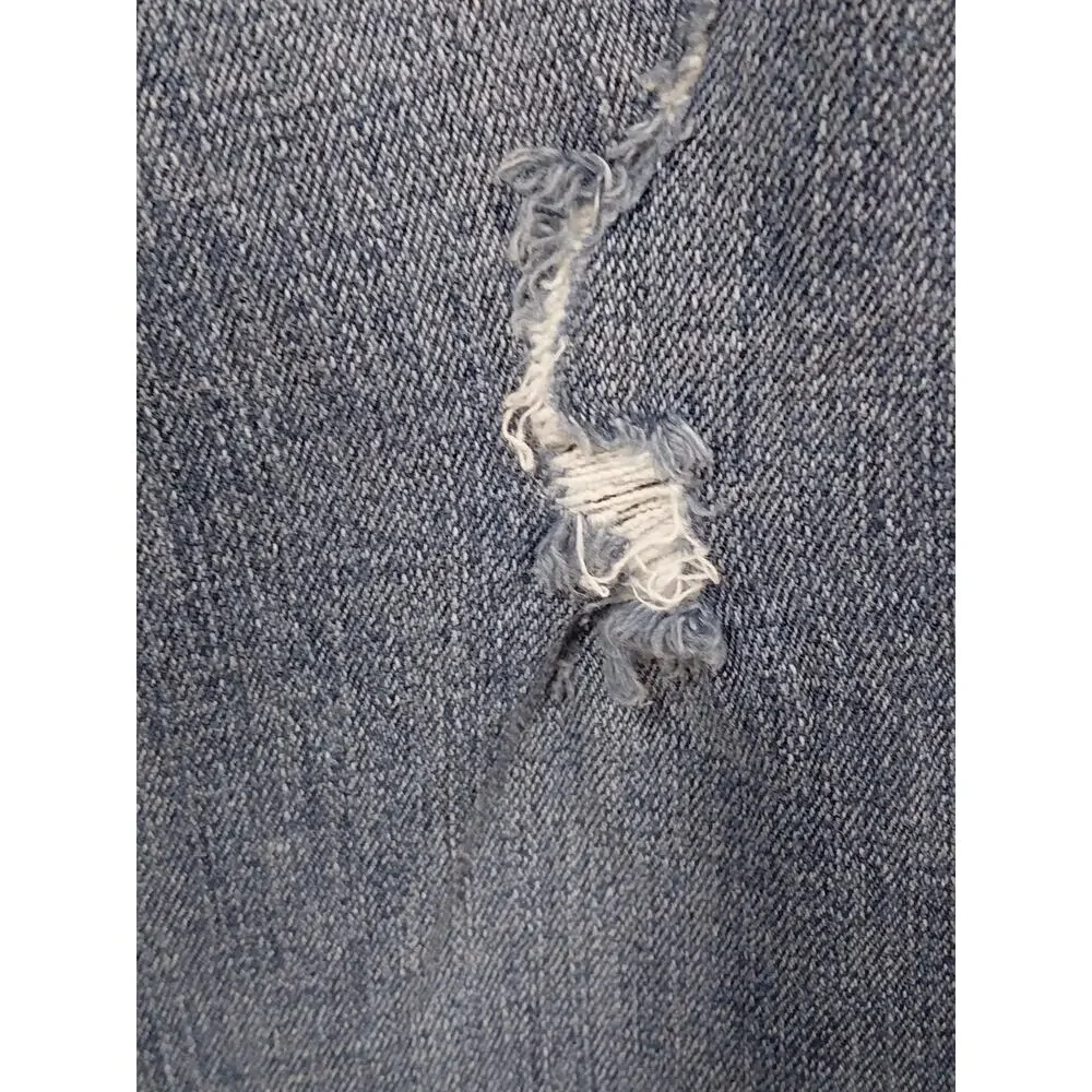 KUT from the Kloth Blue Distressed Raw Hem Straight Leg Jeans Women Size 4